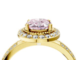 Yellow gold Fancy Pink Oval Cut Diamond Double Halo Ring with Split Shank and Four-Prong Setting_4