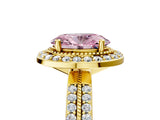 Yellow gold Fancy Pink Oval Cut Diamond Double Halo Ring with Split Shank and Four-Prong Setting_5
