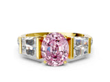 Yellow gold Fancy Pink Oval Cut Diamond Engagement Ring with Baguette Side Stones and Channel Set Band_20