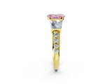 Yellow gold Fancy Pink Oval Cut Diamond Engagement Ring with Baguette Side Stones and Channel Set Band_22