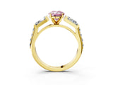 Yellow gold Fancy Pink Oval Cut Diamond Engagement Ring with Baguette Side Stones and Channel Set Band_23