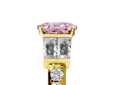 Yellow gold Fancy Pink Oval Cut Diamond Engagement Ring with Baguette Side Stones and Channel Set Band_25