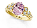 Yellow gold Fancy Pink Oval  Cut Diamond Engagement Ring with Bezel Set Round Side Stones and Prong Setting_49