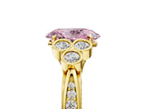 Yellow gold Fancy Pink Oval  Cut Diamond Engagement Ring with Bezel Set Round Side Stones and Prong Setting_53