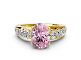 Yellow gold Fancy Pink Oval  Cut Diamond Engagement Ring with Pavé Band and Four-Prong Setting_3