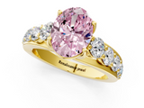 Yellow gold Fancy Pink Oval  Cut Diamond Engagement Ring with Pavé Band and Four-Prong Setting_4