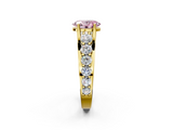 Yellow gold Fancy Pink Oval  Cut Diamond Engagement Ring with Pavé Band and Four-Prong Setting_5