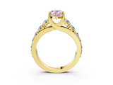 Yellow gold Fancy Pink Oval  Cut Diamond Engagement Ring with Pavé Band and Four-Prong Setting_6