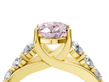 Yellow gold Fancy Pink Oval  Cut Diamond Engagement Ring with Pavé Band and Four-Prong Setting_7