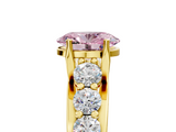Yellow gold Fancy Pink Oval  Cut Diamond Engagement Ring with Pavé Band and Four-Prong Setting_8