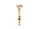 Yellow gold Fancy Pink Oval Cut Diamond Engagement Ring with Side Stone Accents and Four-Prong Setting_14