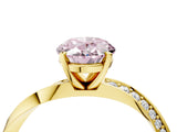 Yellow gold Fancy Pink Oval Cut Diamond Engagement Ring with Side Stone Accents and Four-Prong Setting_16