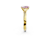 Yellow gold Fancy Pink Oval Cut Diamond Engagement Ring with Side Stone Accents and Four-Prong Setting_62