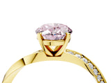 Yellow gold Fancy Pink Oval Cut Diamond Engagement Ring with Side Stone Accents and Four-Prong Setting_64