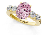 Yellow gold Fancy Pink Oval  Cut Diamond Five-Stone Prong Set White Gold Ring_34