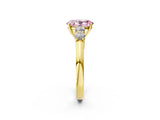 Yellow gold Fancy Pink Oval  Cut Diamond Five-Stone Prong Set White Gold Ring_35
