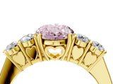 Yellow gold Fancy Pink Oval  Cut Diamond Five-Stone Prong Set White Gold Ring_37