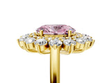 Yellow gold Fancy Pink Oval Cut Diamond Floral Double Halo Engagement Ring with Prong Setting_29
