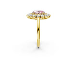 Yellow gold Fancy Pink Oval Cut Diamond Floral Double Halo Engagement Ring with Prong Setting_74