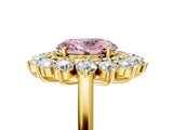 Yellow gold Fancy Pink Oval Cut Diamond Floral Double Halo Engagement Ring with Prong Setting_77