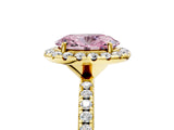 Yellow gold Fancy Pink Oval  Cut Diamond Floral Halo Engagement Ring with Pavé Band and Prong Setting_42