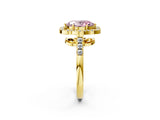 Yellow gold Fancy Pink Oval Cut Diamond Floral Halo Split Shank Prong Setting Ring_2
