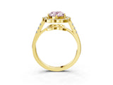 Yellow gold Fancy Pink Oval Cut Diamond Floral Halo Split Shank Prong Setting Ring_3