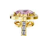 Yellow gold Fancy Pink Oval Cut Diamond Floral Halo Split Shank Prong Setting Ring_5