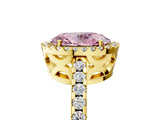 Yellow gold Fancy Pink Oval Cut Diamond Halo Engagement Ring with Pavé Band and Prong Setting_32