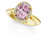 Yellow gold Fancy Pink Oval  Cut Diamond Halo Engagement Ring with Split Shank and Four-Prong Setting_92