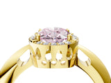 Yellow gold Fancy Pink Oval  Cut Diamond Halo Engagement Ring with Split Shank and Four-Prong Setting_95