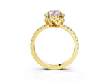 Yellow gold Fancy Pink Oval Cut Diamond Halo Pave Band with Four-Prong Setting_6