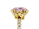 Yellow gold Fancy Pink Oval Cut Diamond Halo Pave Band with Four-Prong Setting_8