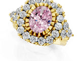 Yellow gold Fancy Pink Oval Cut Diamond Halo Ring with Pavé Band and Four-Prong Setting_42
