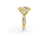 Yellow gold Fancy Pink Oval Cut Diamond Halo Ring with Pavé Band and Four-Prong Setting_43