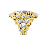 Yellow gold Fancy Pink Oval Cut Diamond Halo Ring with Pavé Band and Four-Prong Setting_46