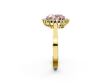 Yellow gold Fancy Pink Oval  Cut Diamond Halo Ring with Round Brilliant Halo and Solitaire Band_74