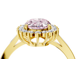 Yellow gold Fancy Pink Oval  Cut Diamond Halo Ring with Round Brilliant Halo and Solitaire Band_76