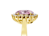 Yellow gold Fancy Pink Oval  Cut Diamond Halo Ring with Round Brilliant Halo and Solitaire Band_77