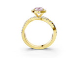 Yellow gold Fancy Pink Oval Cut Diamond Halo Ring with Round Split Shank and Prong Setting_51
