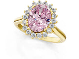 Yellow gold Fancy Pink Oval  Cut Diamond Halo Ring with Solitaire Band and Prong Setting_54