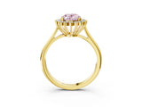 Yellow gold Fancy Pink Oval  Cut Diamond Halo Ring with Solitaire Band and Prong Setting_56
