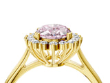 Yellow gold Fancy Pink Oval  Cut Diamond Halo Ring with Solitaire Band and Prong Setting_57