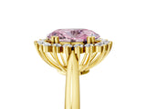 Yellow gold Fancy Pink Oval  Cut Diamond Halo Ring with Solitaire Band and Prong Setting_58
