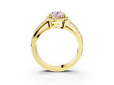 Yellow gold Fancy Pink Oval Cut Diamond Halo Ring with Split Shank Pavé Band and Four-Prong Setting_3