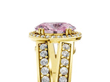 Yellow gold Fancy Pink Oval Cut Diamond Halo Ring with Split Shank Pavé Band and Four-Prong Setting_5