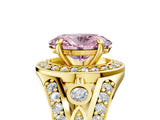 Yellow gold Fancy Pink Oval Cut Diamond Halo Ring with Split Shank and Bezel Accents and Four-Prong Setting_5