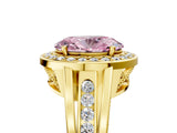 Yellow gold Fancy Pink Oval Cut Diamond Halo Ring with Split Shank and Bezel Accents and Prong Setting_5