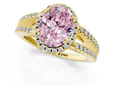 Yellow gold Fancy Pink Oval Cut Diamond Halo Split Shank Engagement Ring_40
