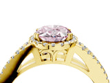 Yellow gold Fancy Pink Oval Cut Diamond Halo Split Shank Engagement Ring_43